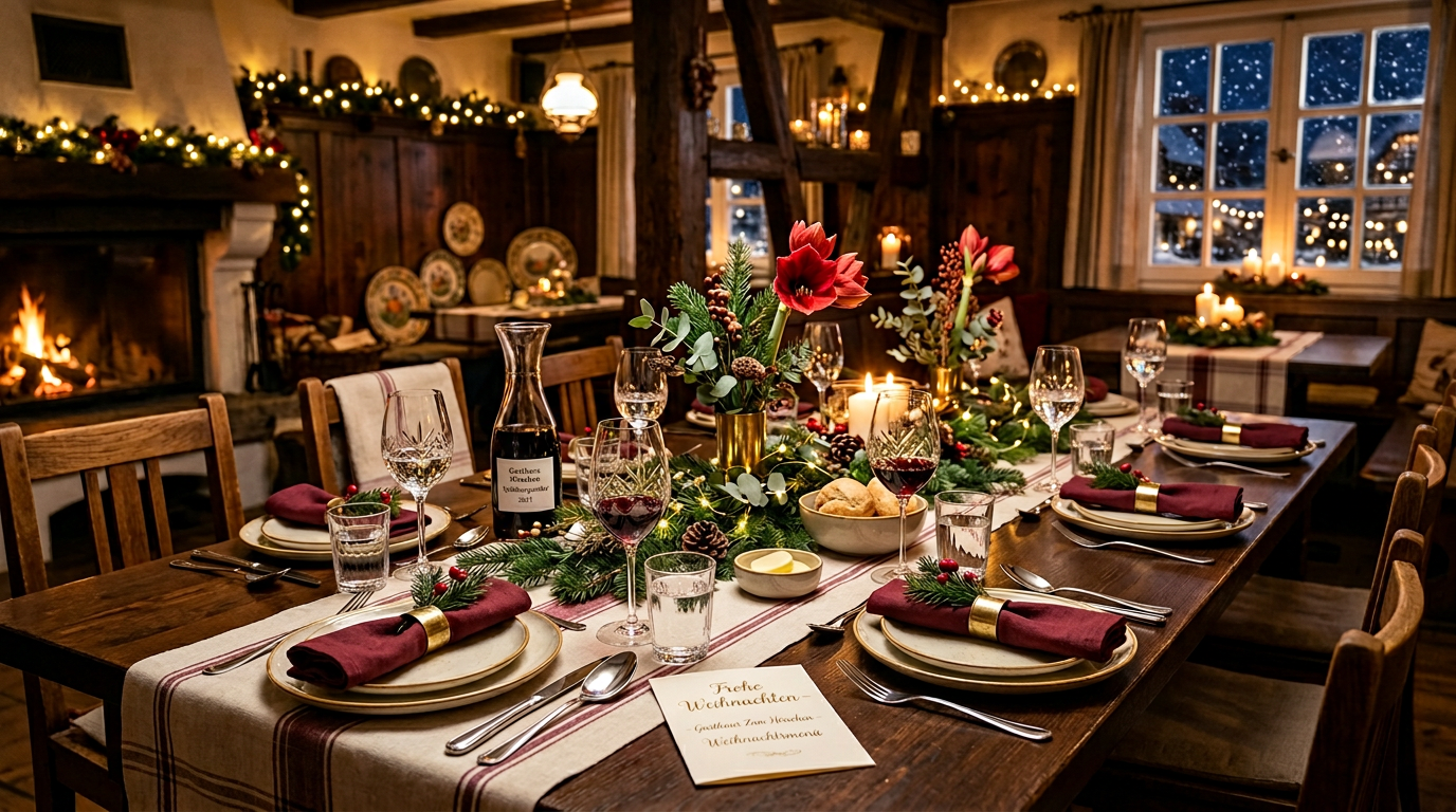 Festliche Tafel mit saisonaler Dekoration